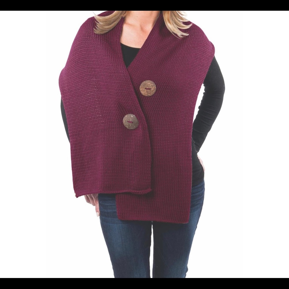 Haiku (similar to Pure) Cotton Knit Wooden Button Scarf, Excellent Condition